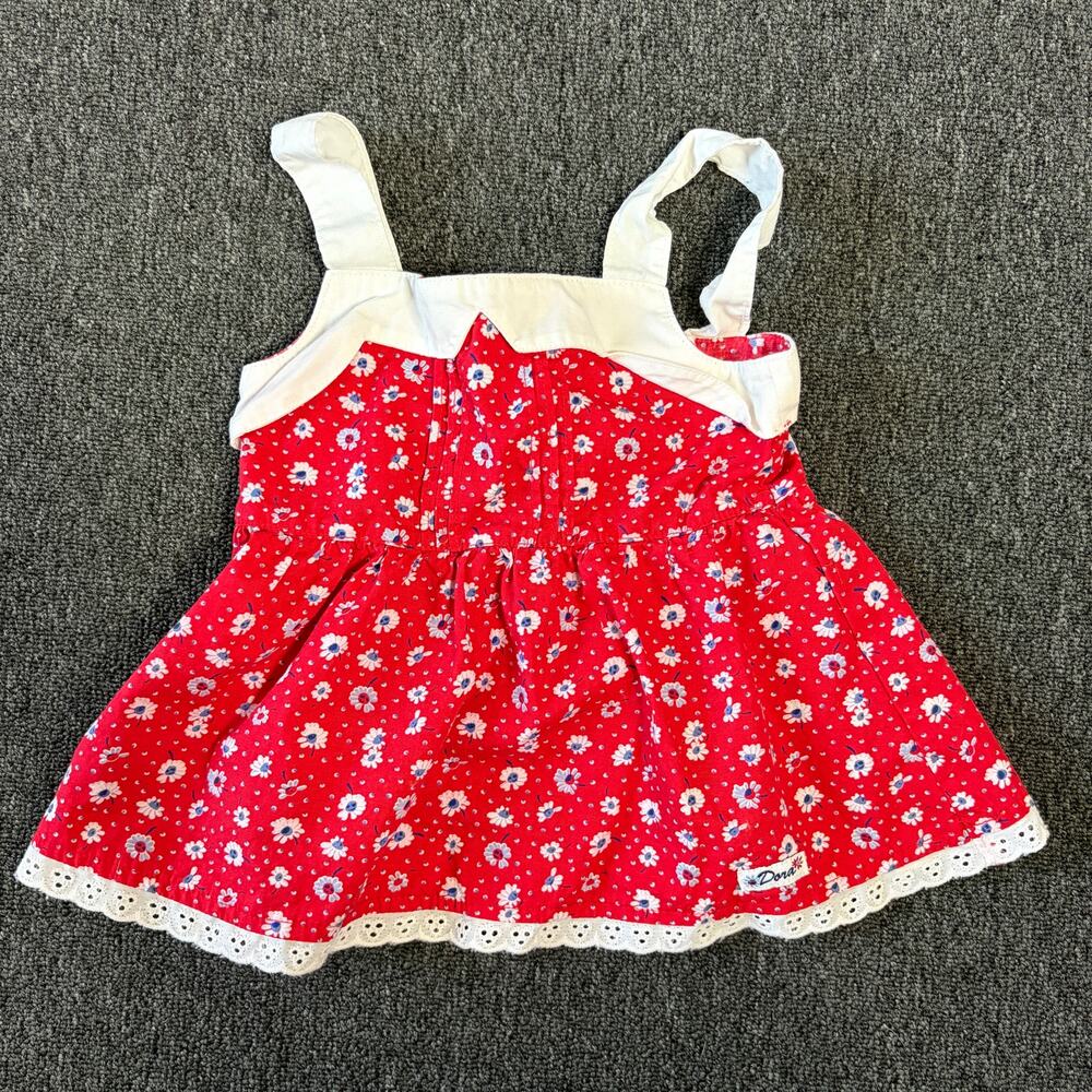 Vintage Y2k Nick Jr Dora Nickelodeon Mini Floral Lace Red White Dress Girls 12M